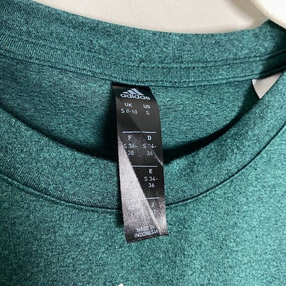 Adidas Cropped Short Sleeve T Shirt Green Womens Small Active - Picture 2 of 5